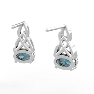 Alexandrite Celtic Trinity Knot 14K White Gold earrings E2389