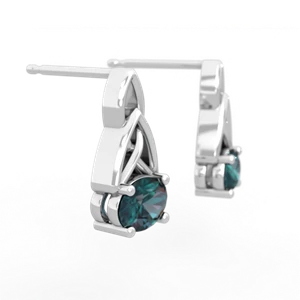 Alexandrite Celtic Trinity Knot 14K White Gold earrings E2389