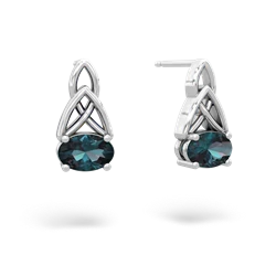 Alexandrite Celtic Trinity Knot 14K White Gold earrings E2389