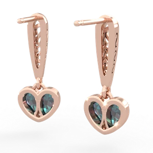 Alexandrite Filligree Heart 14K Rose Gold earrings E5070