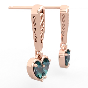 Alexandrite Filligree Heart 14K Rose Gold earrings E5070