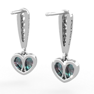 Alexandrite Filligree Heart 14K White Gold earrings E5070