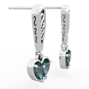 Alexandrite Filligree Heart 14K White Gold earrings E5070