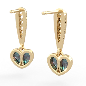 Alexandrite Filligree Heart 14K Yellow Gold earrings E5070