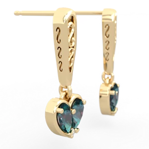 Alexandrite Filligree Heart 14K Yellow Gold earrings E5070