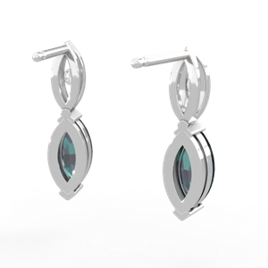 Alexandrite Marquise Drop 14K White Gold earrings E5333