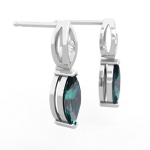 Alexandrite Marquise Drop 14K White Gold earrings E5333