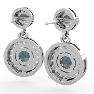 Alexandrite Halo Dangle 14K White Gold earrings E5319