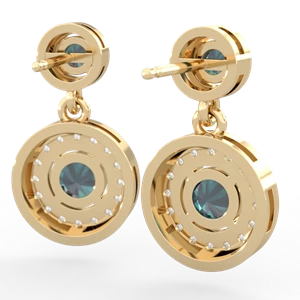 Alexandrite Halo Dangle 14K Yellow Gold earrings E5319