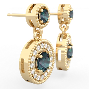 Alexandrite Halo Dangle 14K Yellow Gold earrings E5319