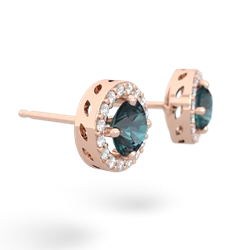 Alexandrite Halo 14K Rose Gold earrings E5320