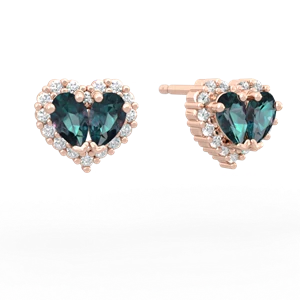 Alexandrite Halo 14K Rose Gold earrings E7008