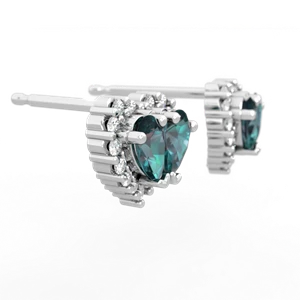 Alexandrite Halo 14K White Gold earrings E7008