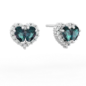 Alexandrite Halo 14K White Gold earrings E7008