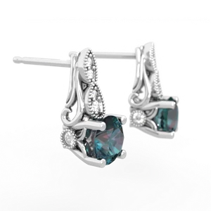 Alexandrite Antique Elegance 14K White Gold earrings E3100