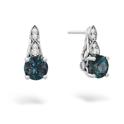 Alexandrite Antique Elegance 14K White Gold earrings E3100