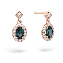 Alexandrite Antique-Style Halo 14K Rose Gold earrings E5720