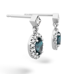 Alexandrite Antique-Style Halo 14K White Gold earrings E5720