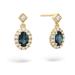 Alexandrite Antique-Style Halo 14K Yellow Gold earrings E5720