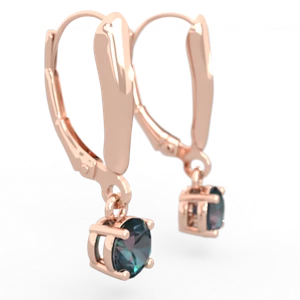 Alexandrite 5Mm Round Lever Back 14K Rose Gold earrings E2785