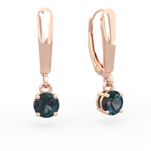 Alexandrite 5Mm Round Lever Back 14K Rose Gold earrings E2785