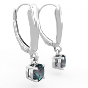 Alexandrite 5Mm Round Lever Back 14K White Gold earrings E2785