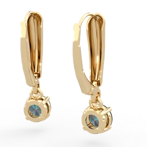 Alexandrite 5Mm Round Lever Back 14K Yellow Gold earrings E2785