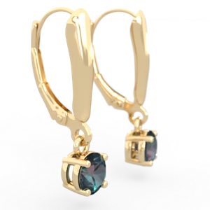 Alexandrite 5Mm Round Lever Back 14K Yellow Gold earrings E2785