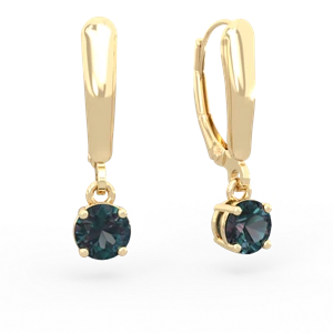 Alexandrite 5Mm Round Lever Back 14K Yellow Gold earrings E2785