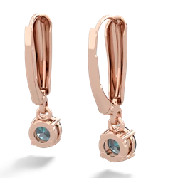 Alexandrite 5Mm Round Lever Back 14K Rose Gold earrings E2785