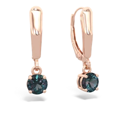 Alexandrite 5Mm Round Lever Back 14K Rose Gold earrings E2785