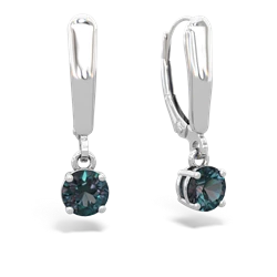 Alexandrite 5Mm Round Lever Back 14K White Gold earrings E2785