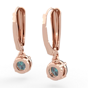 Alexandrite 6Mm  Round Lever Back 14K Rose Gold earrings E2786