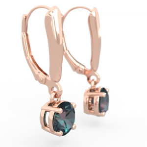 Alexandrite 6Mm  Round Lever Back 14K Rose Gold earrings E2786