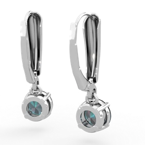 Alexandrite 6Mm  Round Lever Back 14K White Gold earrings E2786