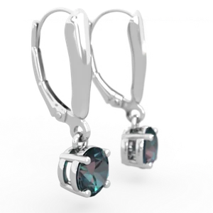 Alexandrite 6Mm  Round Lever Back 14K White Gold earrings E2786