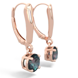 Alexandrite 6Mm  Round Lever Back 14K Rose Gold earrings E2786