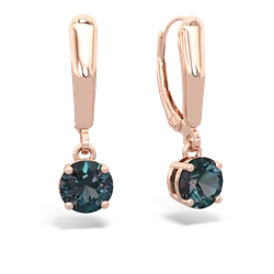 Alexandrite 6Mm  Round Lever Back 14K Rose Gold earrings E2786