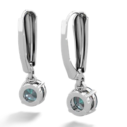 Alexandrite 6Mm  Round Lever Back 14K White Gold earrings E2786