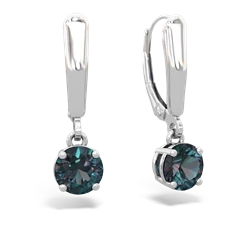 Alexandrite 6Mm  Round Lever Back 14K White Gold earrings E2786