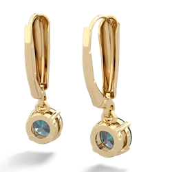 Alexandrite 6Mm  Round Lever Back 14K Yellow Gold earrings E2786