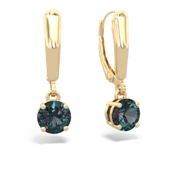 Alexandrite 6Mm  Round Lever Back 14K Yellow Gold earrings E2786