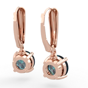 Alexandrite 8Mm  Round Lever Back 14K Rose Gold earrings E2788