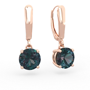 Alexandrite 8Mm  Round Lever Back 14K Rose Gold earrings E2788