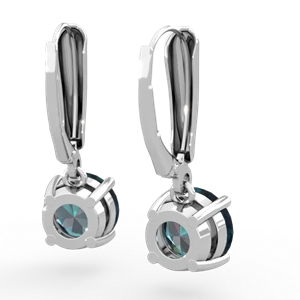 Alexandrite 8Mm  Round Lever Back 14K White Gold earrings E2788