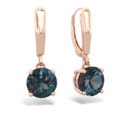 Alexandrite 8Mm Round Lever Back 14K Rose Gold earrings E2788