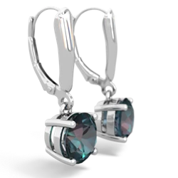 Alexandrite 8Mm  Round Lever Back 14K White Gold earrings E2788