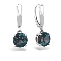 Alexandrite 8Mm Round Lever Back 14K White Gold earrings E2788