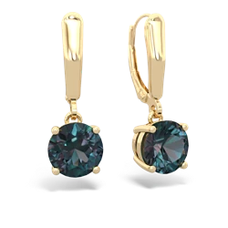 Alexandrite 8Mm Round Lever Back 14K Yellow Gold earrings E2788