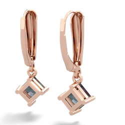 Alexandrite 6Mm Princess Lever Back 14K Rose Gold earrings E2789